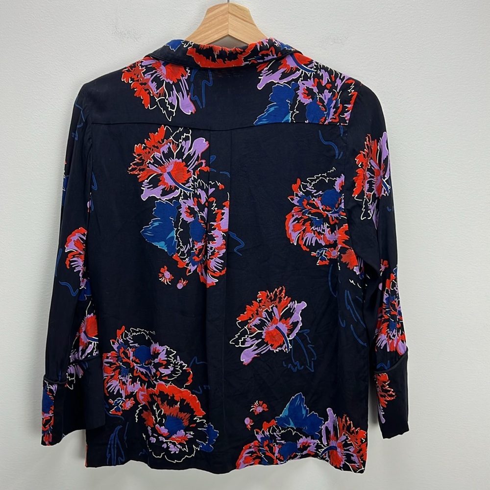 Whistles Blouse Top Freya Hibiscus Floral Dress Shirt Womens Small Designer Bold - Picture 6 of 9